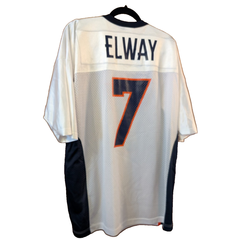 John Elway Denver Broncos Jersey White Size‎ 48 XL Champion EUC